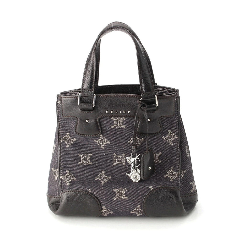 Celine Denim x Leather Macadam Handbag Navy Blue